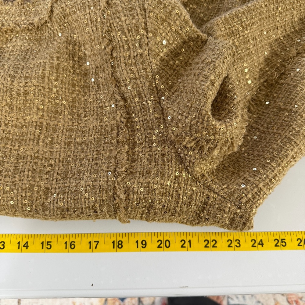 Chico’s Gold Tweed Sequin Jacket Size 3 NWT Sparkle Blazer - Picture 13 of 13